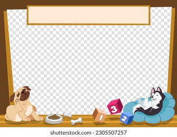 Frame Design Cartoon Pet Dog Funny Portrait