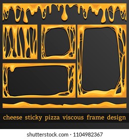 Frame for Design Cheese Melt Stretches. Holes. Appetizing Food. The layers are grouped, convenient to use. Colorful hand drawn vector stock illustration. 