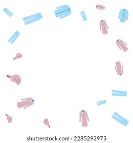 Rahmen-Design von farbigen Frühlingsbekleidung Poster auf weißem Hintergrund. Stelle, um Text einzufügen. Vektorgrafik.