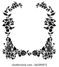 Frame, design elements, vector, illustration. Monochrome seamless pattern