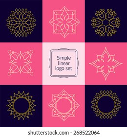 Frame design in flat style, Vector geometric frame Simple monogram and logo design. Vector logo set