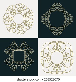 Frame design in flat style, Vector geometric frame Simple monogram and logo design. Vector logo set