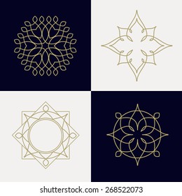 Frame design in flat style, Vector geometric frame Simple monogram and logo design. Vector logo set