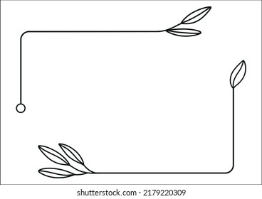 Marco para el diseño con elementos florales en un estilo lineal sobre un fondo blanco. Elemento aislado. Ilustración vectorial para el diseño.