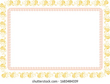 frame for design and greeting cards with a pattern around the perimeter of yellow and orange