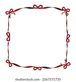 Frame design with hand drawn cute red bows. Valentine'd Day design element
