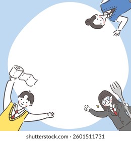 Frame Design Illustration of Students Cheering for Exams