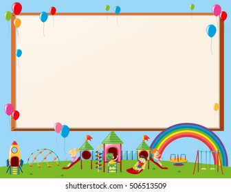 Frame design with kids in playground illustration