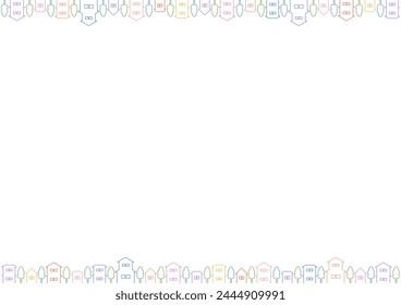 Frame design with a pattern of houses. Vector illustration. The blank space in the middle is text space.