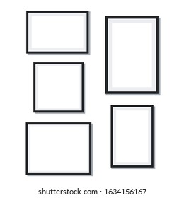 Frame Design. Frame for picture. Set of black blank photo frames