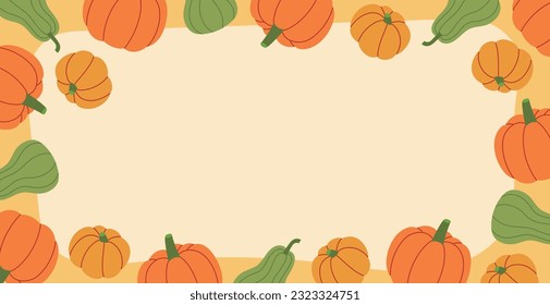 Frame design with pumpkins of various shapes