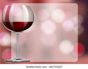 Frame design with red wine in glass illustration
