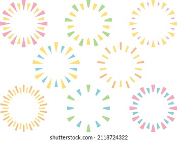 Frame design set of colorful triangles arranged in a radial circle