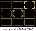 Frame design set with golden Japanese style corner decoration
