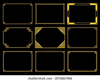 Frame Design Set With Golden Japanese Style Corner Decoration
