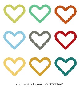 Diseño del marco Etiqueta de la forma Conjunto de Corazón.