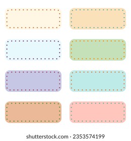 Frame design Set of Rectangular label tag with dotted lines.