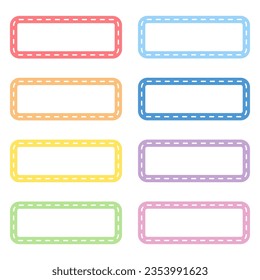 Frame design Set of Rectangular label tag with stitched lines.