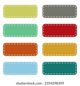 Frame design Set of Rectangular label tag with stitched lines.