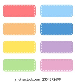 Frame design Set of Rectangular label tag with stitched lines.