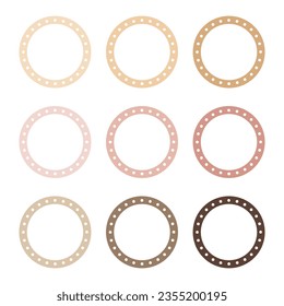 Frame design Set of Round label tag with dotted lines.