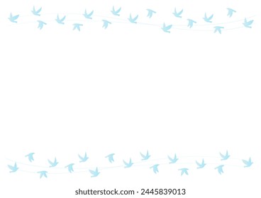 Frame design with silhouettes of blue birds. Vector illustration. The blank space in the middle is text space.