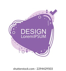 Frame design with space for text. Flat shapes of two colors in memphis style.