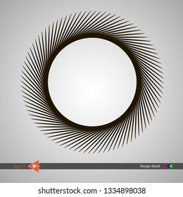 Frame design of the spiral patterns of curved lines. Abstract monochrome round background. Vector illustration