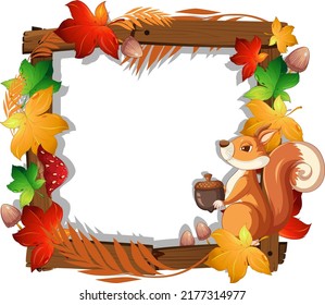 Frame design with squirrel and leaves illustration