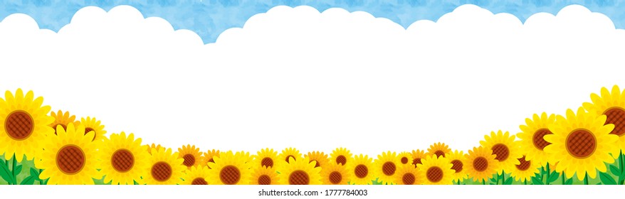 Frame design with sunflower motif. Sunflower illustration. Image of summer. Picture frame. Hand-painted decorative material.