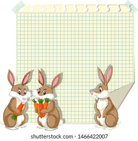 Frame design template with three bunnies illustration
