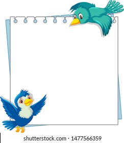 Plantilla de diseño de cuadro con dos ilustraciones de pájaro