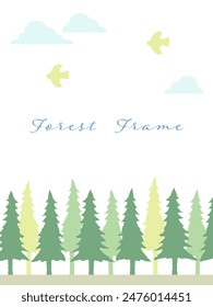 Frame Design of Trees and Coniferous forest , background material,Line art.The copy space in the central part is transparent.