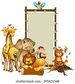 Frame design with wild animals illustration