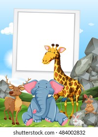 Frame design with wild animals illustration