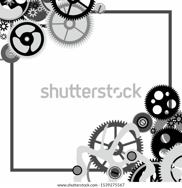 Frame Details Clockwork Black White Shades Stock Vector (Royalty Free ...