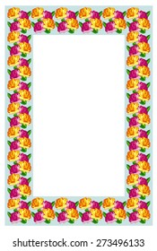 Frame with different colored roses