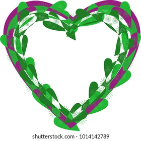 Frame of different colors and elements in the form of a heart on a transparent background