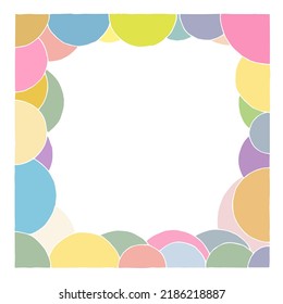 A frame of different sized, multi-colored balls. Hand Drawn. Freehand drawing.	