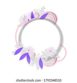 frame Digital scrapbooking, Flowers decorative circular border  purple and white flowers on white background 