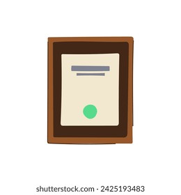 frame diploma cartoon. paper modern, achievement elegant, gift gold frame diploma sign. isolated symbol vector illustration