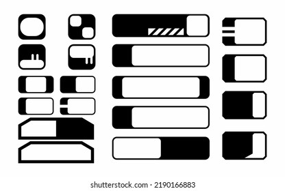 Frame display square futuristic interface element set vector monochrome for design project editable