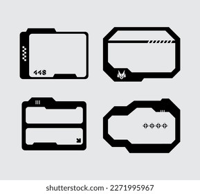 Pantalla de marco cuadrado de elementos de interfaz futurista conjunto vector monocromo para el proyecto de diseño editable