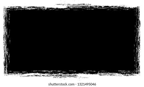 Frame with Distressed Black and White Scattered Grunge Texture. Cartoon Cracked Noisy Surface Border. Frame with Overlay Rust Metal Texture. Broken, Spotted Print Design Shape.