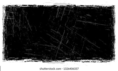 Frame with Distressed Black and White Scattered Grunge Texture. Cartoon Cracked Noisy Surface Border. Frame with Dirty Cracked Wall Texture. Concrete, Chalk Print Design Shape.