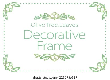 Frame and divider with watercolor olives. Vector illustration.