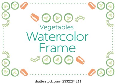 Frame and dividers with vegetables. Watercolor. Vector illustration.