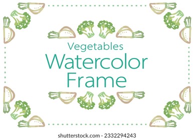 Frame and dividers with vegetables. Watercolor. Vector illustration.