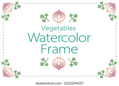 Frame and dividers with vegetables. Watercolor. Vector illustration.