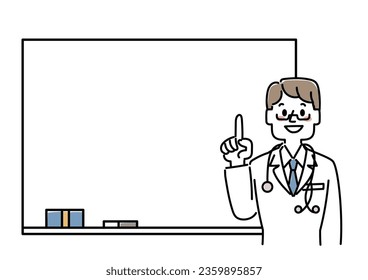 Frame of a doctor explaining on a whiteboard